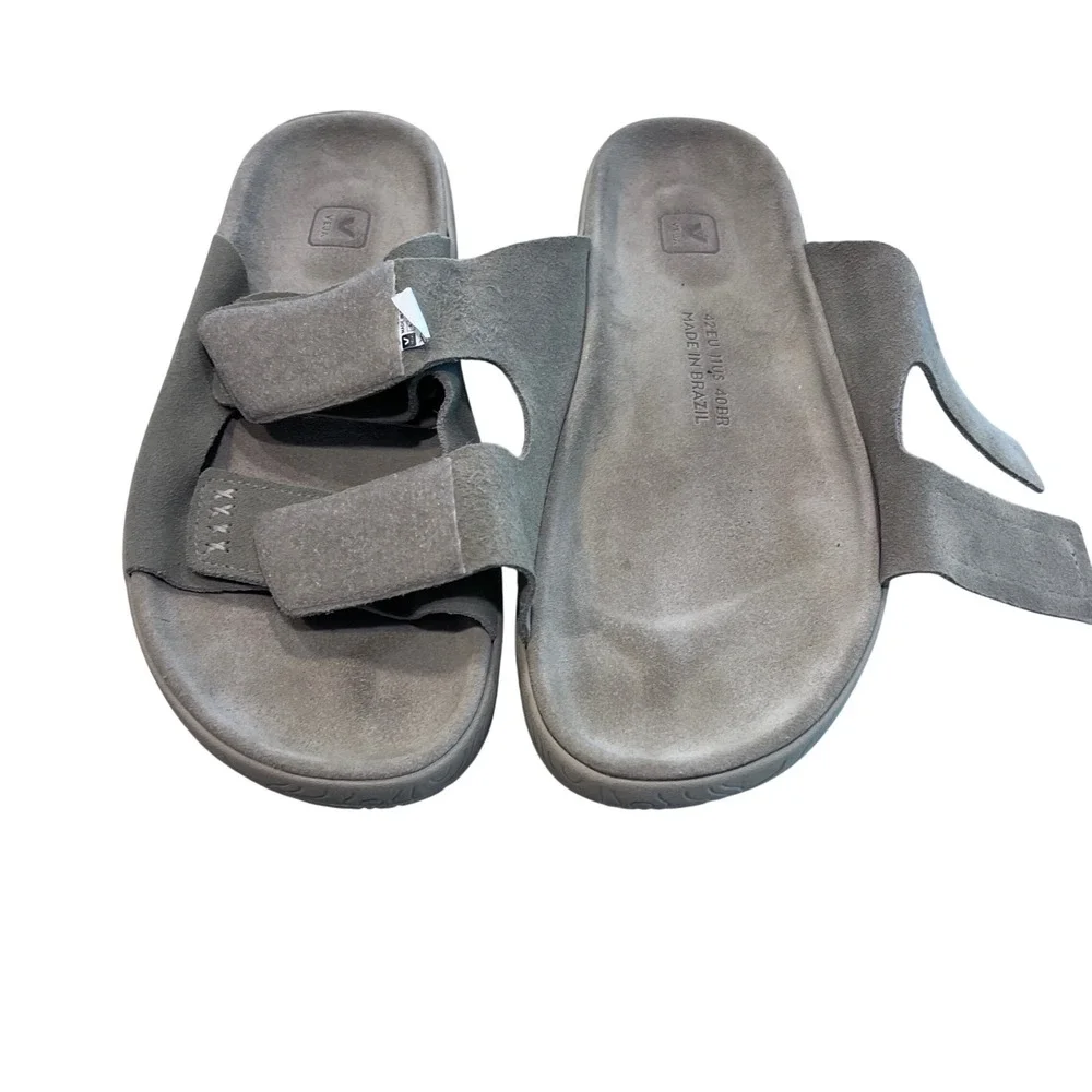 Veja Suede Slide‎ Sandals Taupe Beige Adjustable Straps Mens 11 US 42 EU Brazil